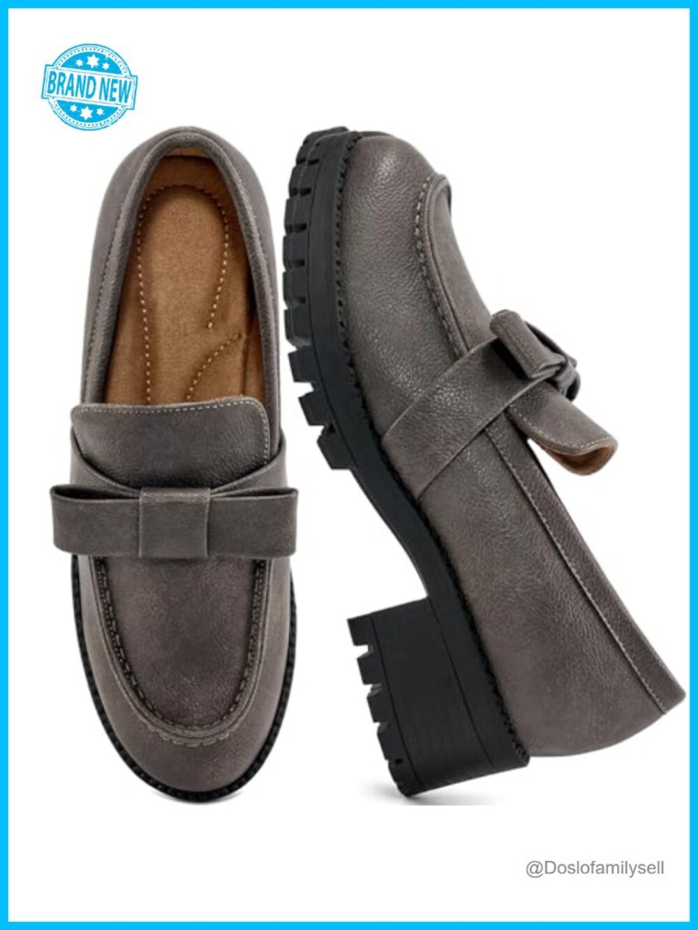 Platform Loafers Faux Leather Slip On Chunky Penny Office Walking Shoes